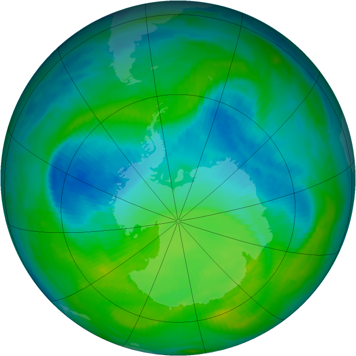 Antarctic ozone map for 13 December 1996